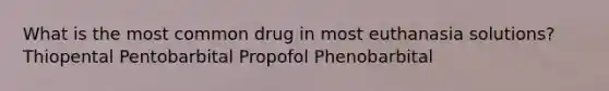 What is the most common drug in most euthanasia solutions? Thiopental Pentobarbital Propofol Phenobarbital