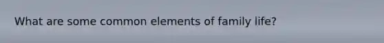 What are some common elements of family life?