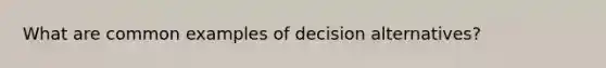 What are common examples of decision alternatives?