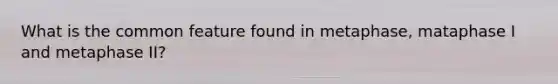 What is the common feature found in metaphase, mataphase I and metaphase II?