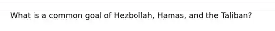 What is a common goal of Hezbollah, Hamas, and the Taliban?