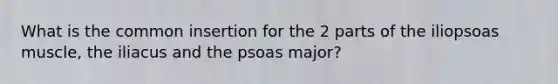 What is the common insertion for the 2 parts of the iliopsoas muscle, the iliacus and the psoas major?