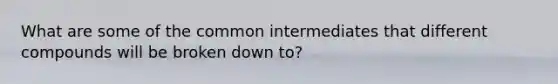 What are some of the common intermediates that different compounds will be broken down to?