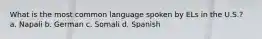 What is the most common language spoken by ELs in the U.S.? a. Napali b. German c. Somali d. Spanish