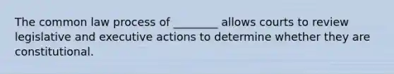 The common law process of ________ allows courts to review legislative and executive actions to determine whether they are constitutional.