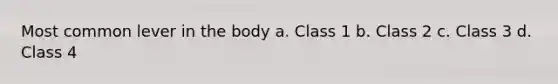 Most common lever in the body a. Class 1 b. Class 2 c. Class 3 d. Class 4