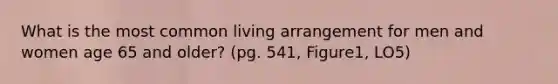 What is the most common living arrangement for men and women age 65 and older? (pg. 541, Figure1, LO5)