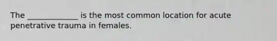 The _____________ is the most common location for acute penetrative trauma in females.