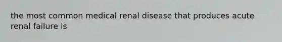 the most common medical renal disease that produces acute renal failure is