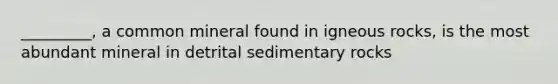 _________, a common mineral found in igneous rocks, is the most abundant mineral in detrital sedimentary rocks