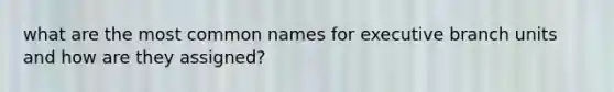 what are the most common names for executive branch units and how are they assigned?