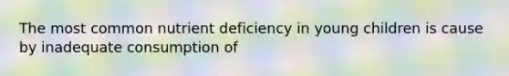 The most common nutrient deficiency in young children is cause by inadequate consumption of