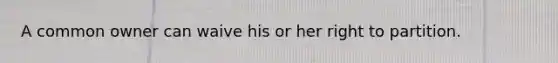 A common owner can waive his or her right to partition.