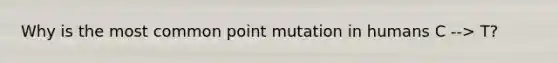 Why is the most common point mutation in humans C --> T?