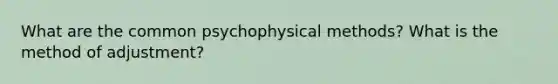 What are the common psychophysical methods? What is the method of adjustment?