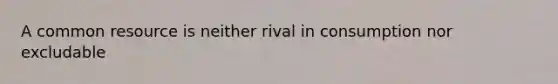 A common resource is neither rival in consumption nor excludable