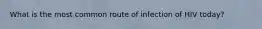 What is the most common route of infection of HIV today?
