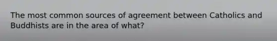 The most common sources of agreement between Catholics and Buddhists are in the area of what?