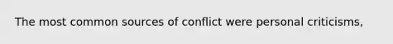 The most common sources of conflict were personal criticisms,