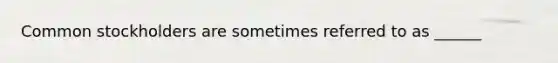 Common stockholders are sometimes referred to as ______