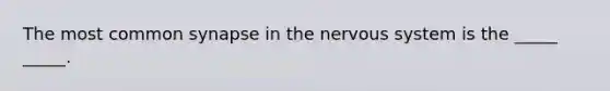 The most common synapse in the nervous system is the _____ _____.