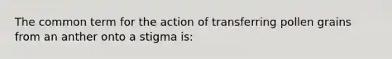 The common term for the action of transferring pollen grains from an anther onto a stigma is: