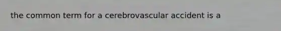 the common term for a cerebrovascular accident is a