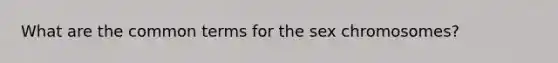What are the common terms for the sex chromosomes?