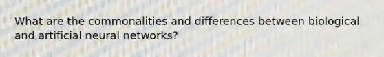 What are the commonalities and differences between biological and artificial neural networks?