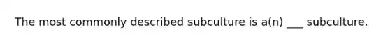 The most commonly described subculture is a(n) ___ subculture.