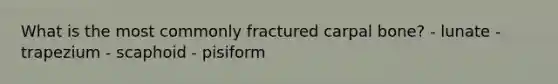 What is the most commonly fractured carpal bone? - lunate - trapezium - scaphoid - pisiform