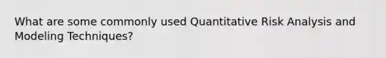 What are some commonly used Quantitative Risk Analysis and Modeling Techniques?