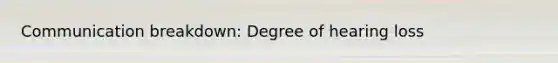 Communication breakdown: Degree of hearing loss