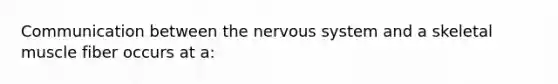 Communication between the nervous system and a skeletal muscle fiber occurs at a: