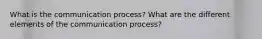 What is the communication process? What are the different elements of the communication process?