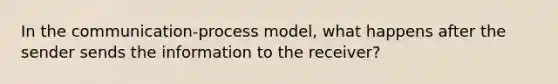 In the communication-process model, what happens after the sender sends the information to the receiver?