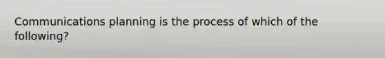 Communications planning is the process of which of the following?