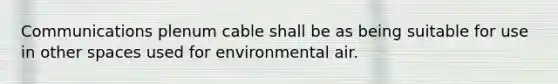 Communications plenum cable shall be as being suitable for use in other spaces used for environmental air.