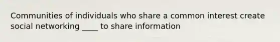 Communities of individuals who share a common interest create social networking ____ to share information