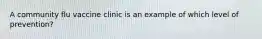 A community flu vaccine clinic is an example of which level of prevention?