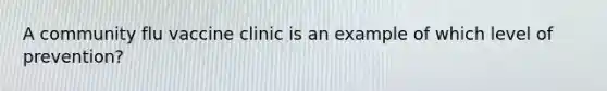 A community flu vaccine clinic is an example of which level of prevention?