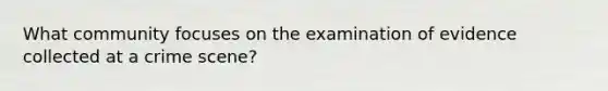 What community focuses on the examination of evidence collected at a crime scene?