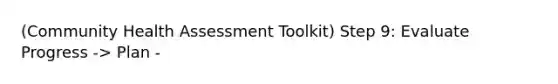 (Community Health Assessment Toolkit) Step 9: Evaluate Progress -> Plan -