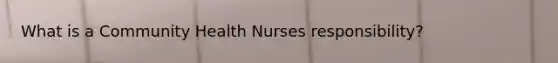 What is a Community Health Nurses responsibility?