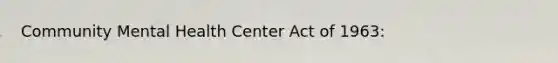 Community Mental Health Center Act of 1963: