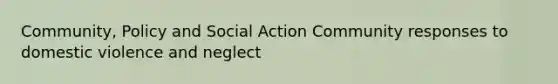 Community, Policy and Social Action Community responses to domestic violence and neglect