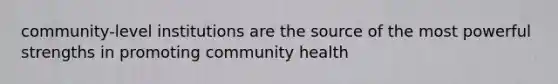 community-level institutions are the source of the most powerful strengths in promoting community health