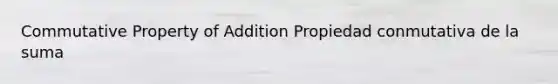 Commutative Property of Addition Propiedad conmutativa de la suma