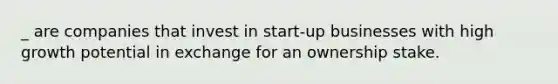 _ are companies that invest in start-up businesses with high growth potential in exchange for an ownership stake.