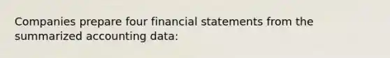 Companies prepare four financial statements from the summarized accounting data: